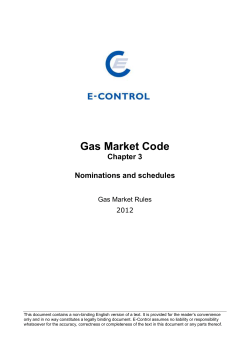 Gas Market Code Chapter 3 Eastern Market Area - E