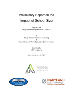 Impact of School Size - Maryland State Department of Education