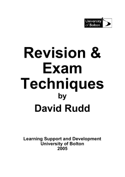 Revision and Exam techniques by David Rudd