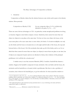The Many Advantages of Composition as Identity 1. Introduction