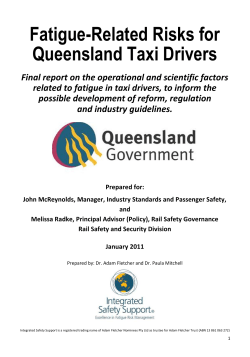 Fatigue-Related Risks for Queensland Taxi Drivers