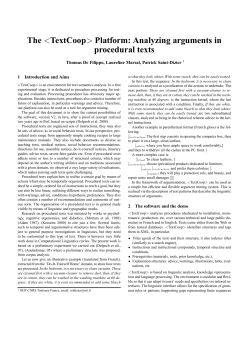 The  Platform: Analyzing arguments in procedural texts