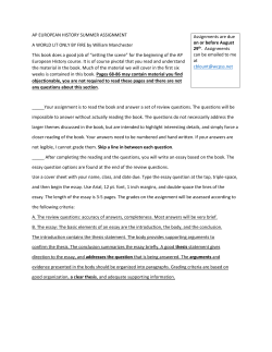 AP EUROPEAN HISTORY SUMMER ASSIGNMENT A