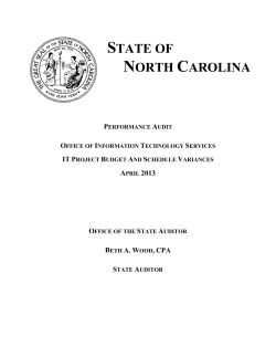 performance audit - NC Office of the State Auditor