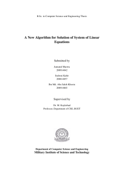 A New Algorithm for Solution of System of Linear Equations