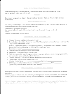 United Methodist Men Mission Statement Our primary purpose is to