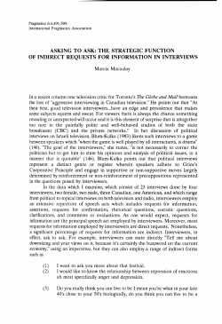 ASKING TO ASK: THE STRATEGTC FUNCTION OF INDIRECT