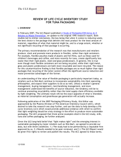 Summary of Life Cycle Inventory (LCI) of Tuna Packaging