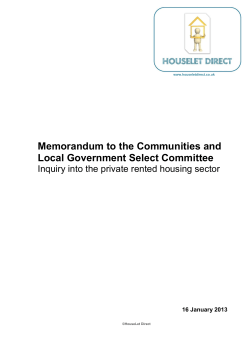 Memorandum to the Communities and Local
