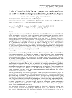 Uptake of Heavy Metals by Tomato