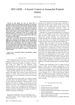 HIV/AIDS &ndash; A Social Context in Arunachal Pradesh (India)