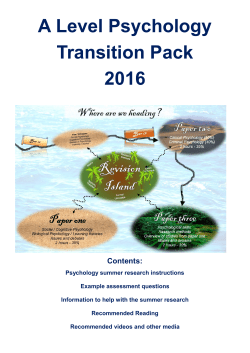 A Level Psychology Transition Pack 2016