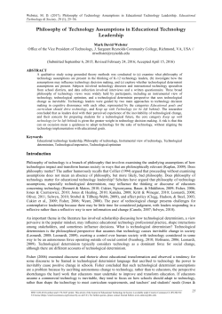 Philosophy of Technology Assumptions in Educational Technology