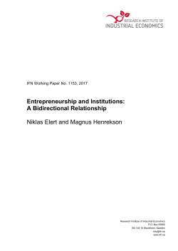 Entrepreneurship and Institutions: A Bidirectional Relationship