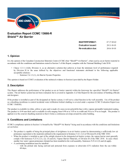 Evaluation Report CCMC 13666-R: Shield&trade; Air Barrier