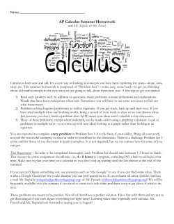 AP Calculus Summer Homework