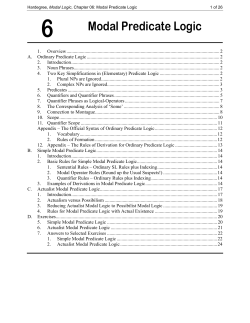 Chap 6: Modal Predicate Logic