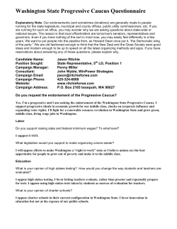Jason Ritchie State Progressive caucus questionnaire