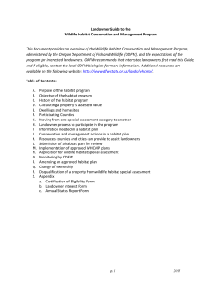 Landowner Guide to the Wildlife Habitat Conservation and