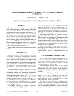 FINGERPRINT RECOGNITION WITH RIDGE FEATURES AND