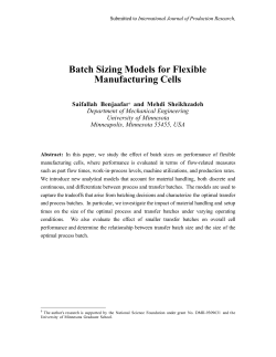Batch Sizing Models for Flexible Manufacturing Cells