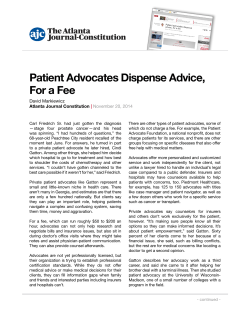 Patient Advocates Dispense Advice, For a Fee