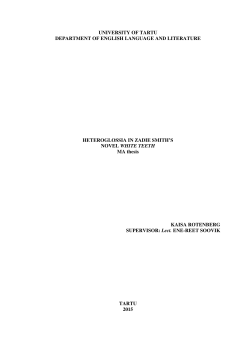 UNIVERSITY OF TARTU DEPARTMENT OF ENGLISH LANGUAGE