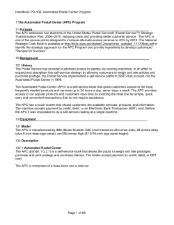 Handbook PO-106, Automated Postal Center (APC) Program