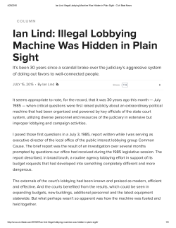 Ian Lind: Illegal Lobbying Machine Was Hidden in