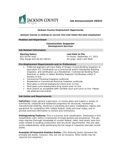 Job Announcement #6533 Construction Inspector