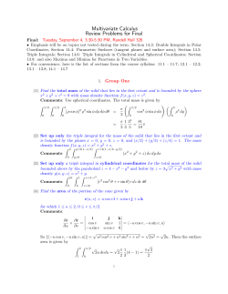 Multivariate Calculus Review Problems for Final