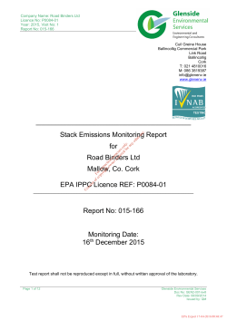 Road Binders Boiler Monitoring Report 2015 - IPPC P0084-01