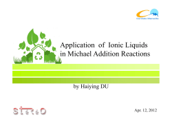 Application of Ionic Liquids in Michael Addition Reactions