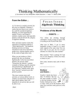 Thinking Mathematically - NH Adult Education Main Site