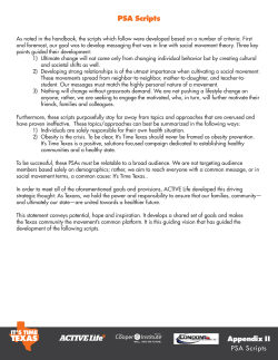 PSA Scripts - One Story Productions