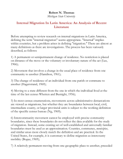 Internal Migration In Latin America: An Analysis of Recent Literature