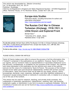 The Russian Civil War in Chinese Turkestan (Xinjiang)