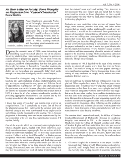 An Open Letter to Faculty: Some Thoughts on Plagiarism from