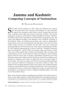 Jammu and Kashmir: Competing Concepts of Nationalism