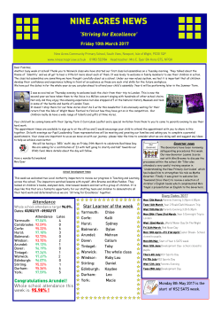 Newsletter 10/03/2017 - Nine Acres Primary School