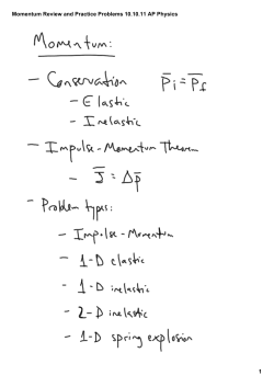 Momentum Review and Practice Problems 10.10