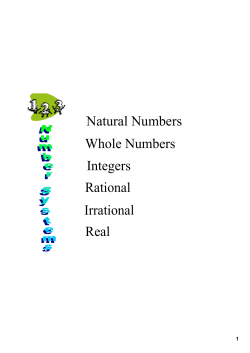 Natural Numbers Whole Numbers Integers Real Rational Irrational