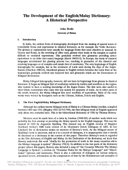 The Development of the EnglishIMalay Dictionary