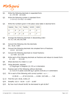 Q1. Write the following decimals in expanded form. (i) (ii) Q2. Write