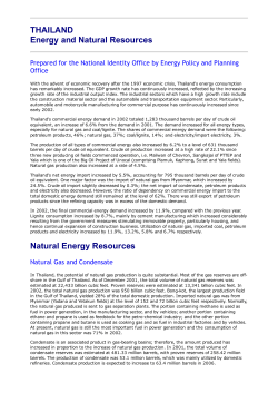 THAILAND Energy and Natural Resources Natural Energy Resources