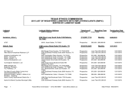 2015 List Of Registered - Texas Ethics Commission