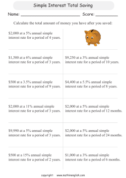 Simple Interest Total Saving