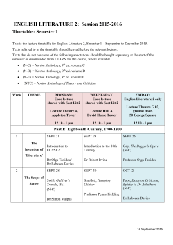 ENGLISH LITERATURE 2: Session 2012-2013