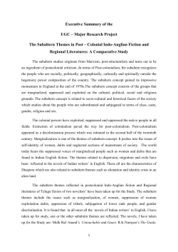 Executive Summary of the UGC &ndash; Major Research Project The