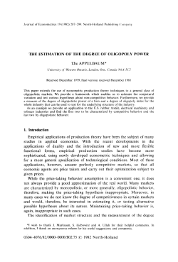 THE ESTIMATION OF THE DEGREE OF OLIGOPOLY POWER Elie